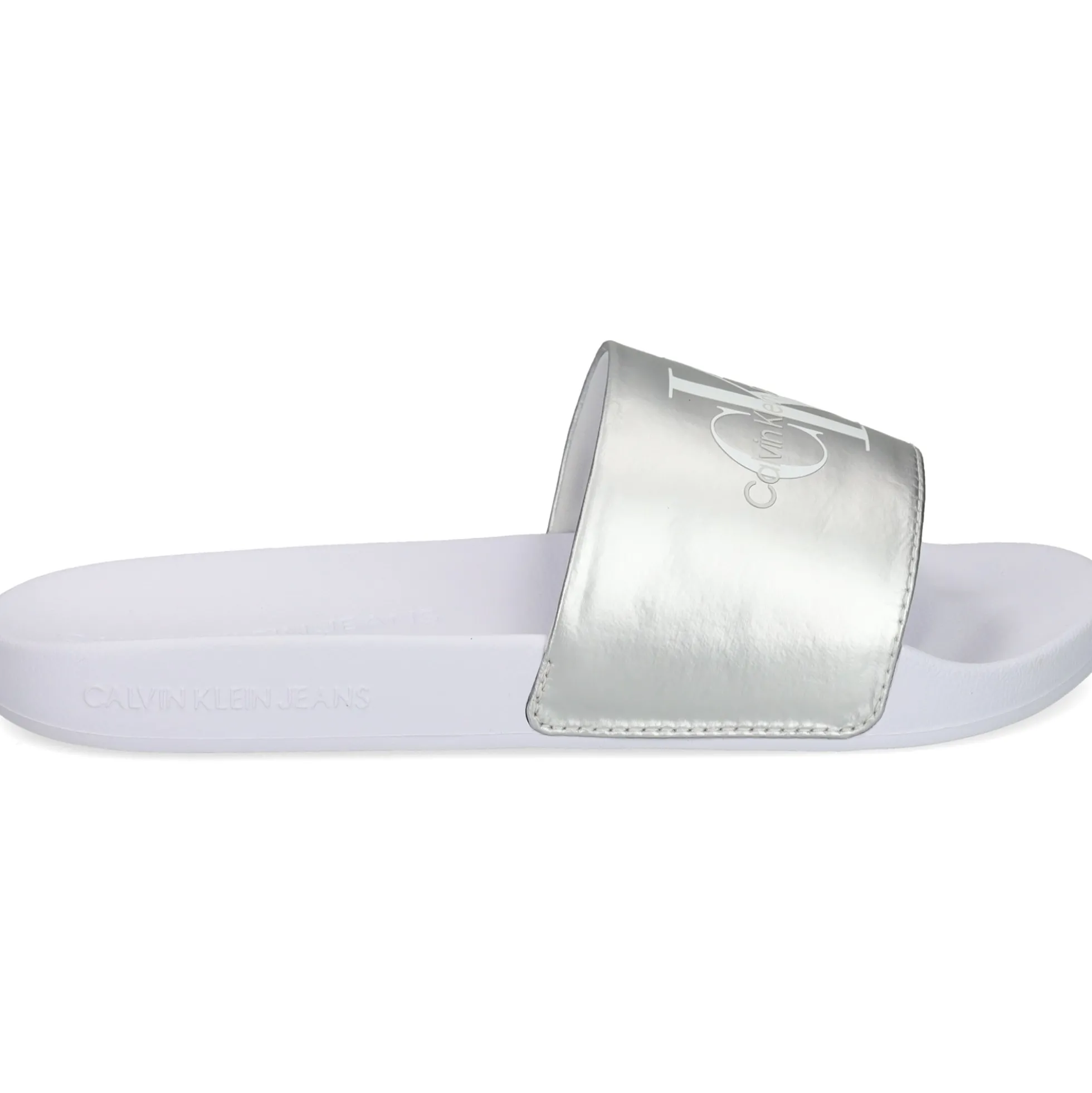 CALVIN KLEIN Sandalias planas de Mujer YW0YW01243 0K9 WHITE/SILVE