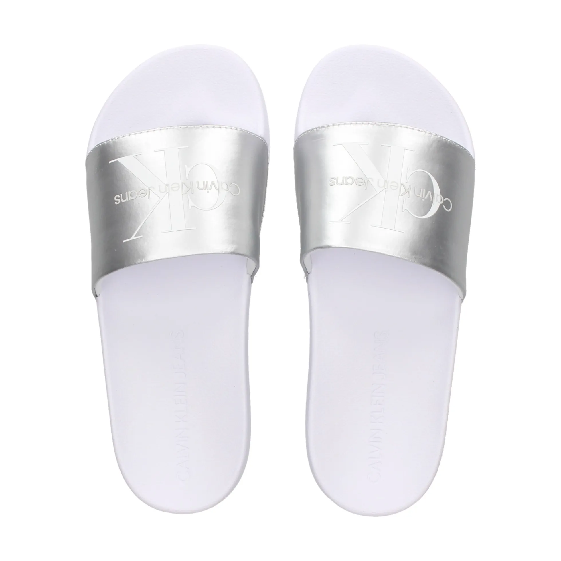 CALVIN KLEIN Sandalias planas de Mujer YW0YW01243 0K9 WHITE/SILVE
