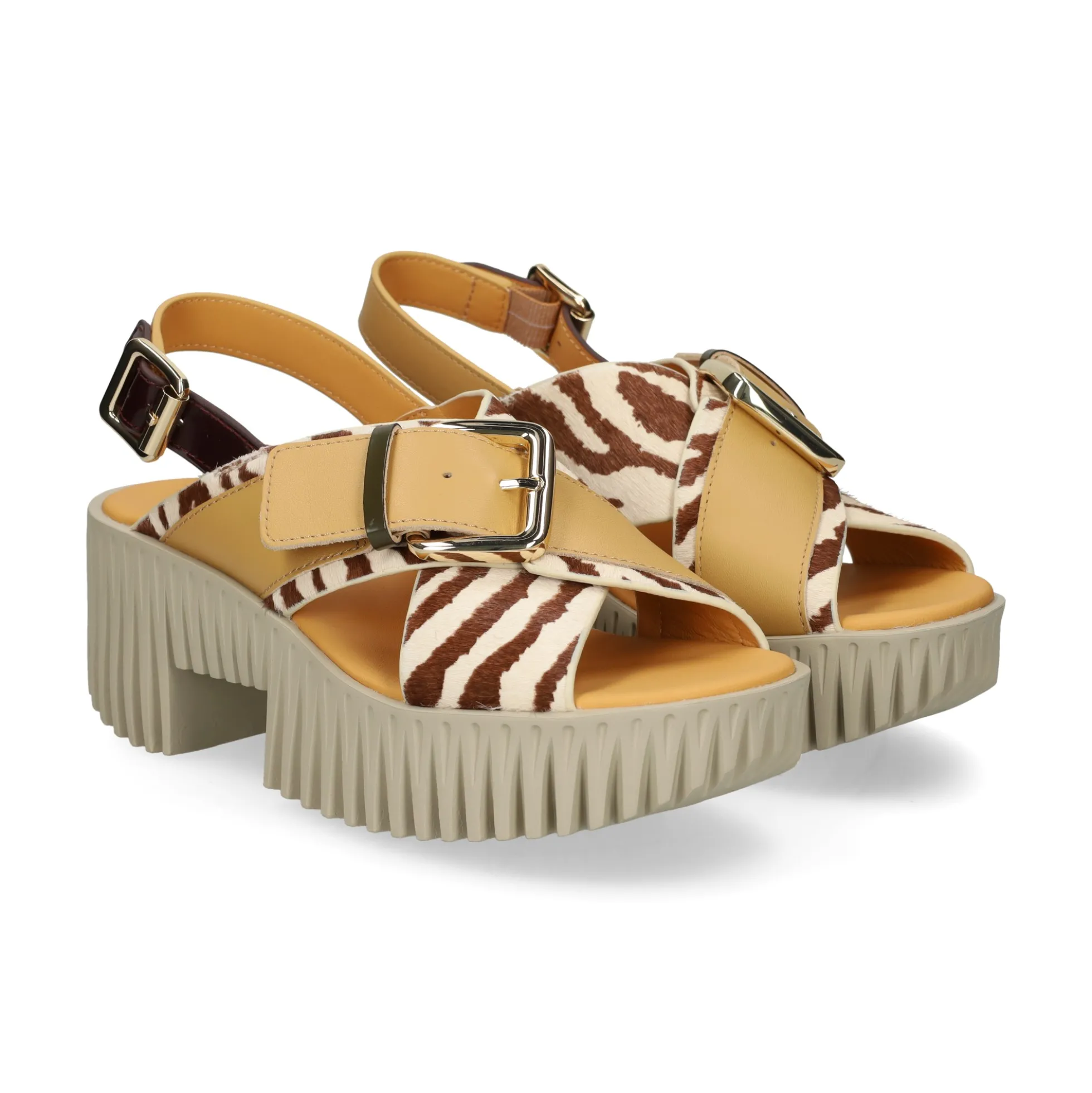 4CCCCEES Sandalias con plataforma de Mujer PLIA JUNO ZEBRA MIX