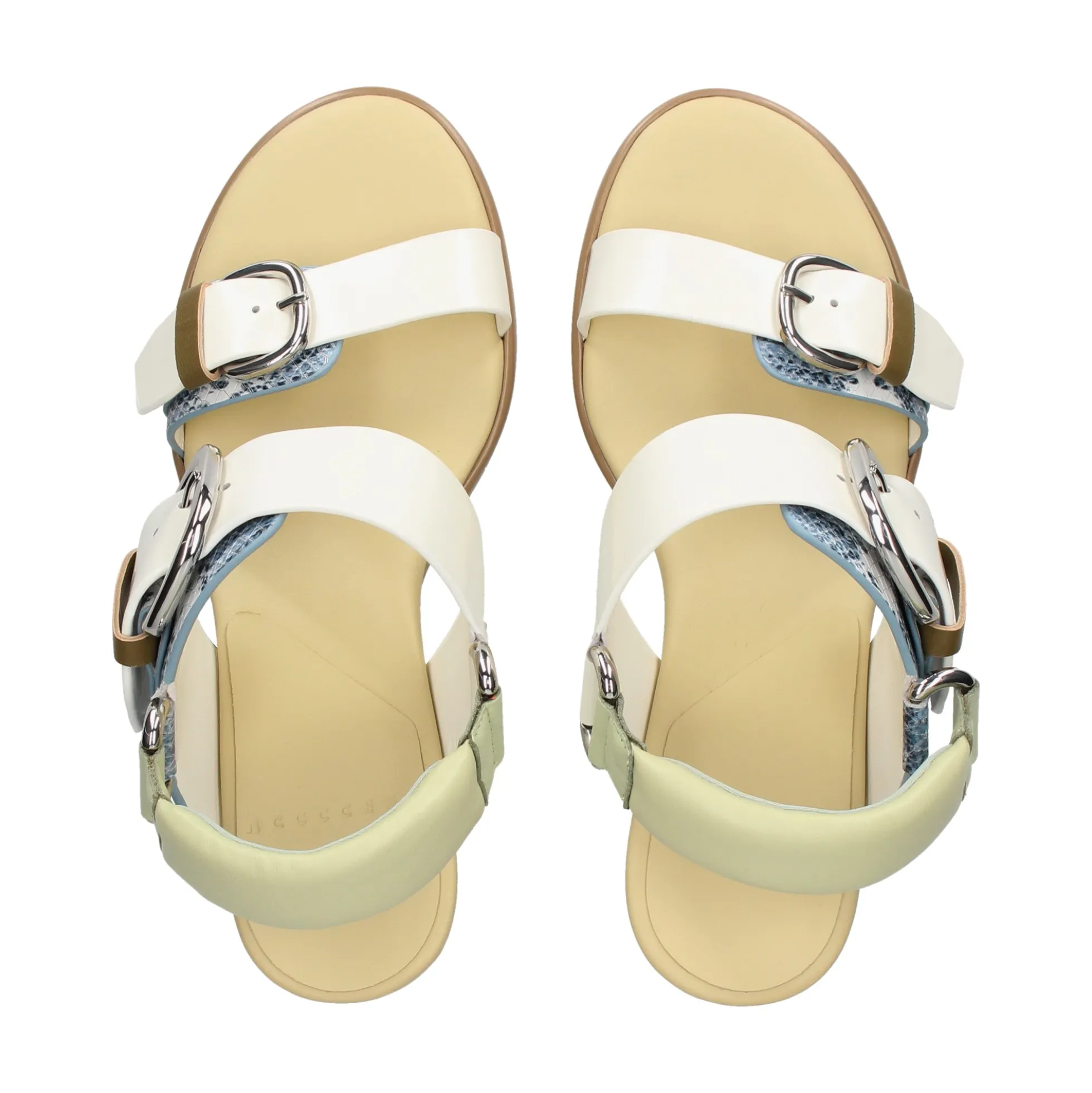 4CCCCEES Sandalias con tacón de Mujer OSHA LINE BLANCO