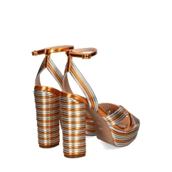 EXE Sandalias con plataforma de Mujer OPHELIA-832 ORANGE GOLD