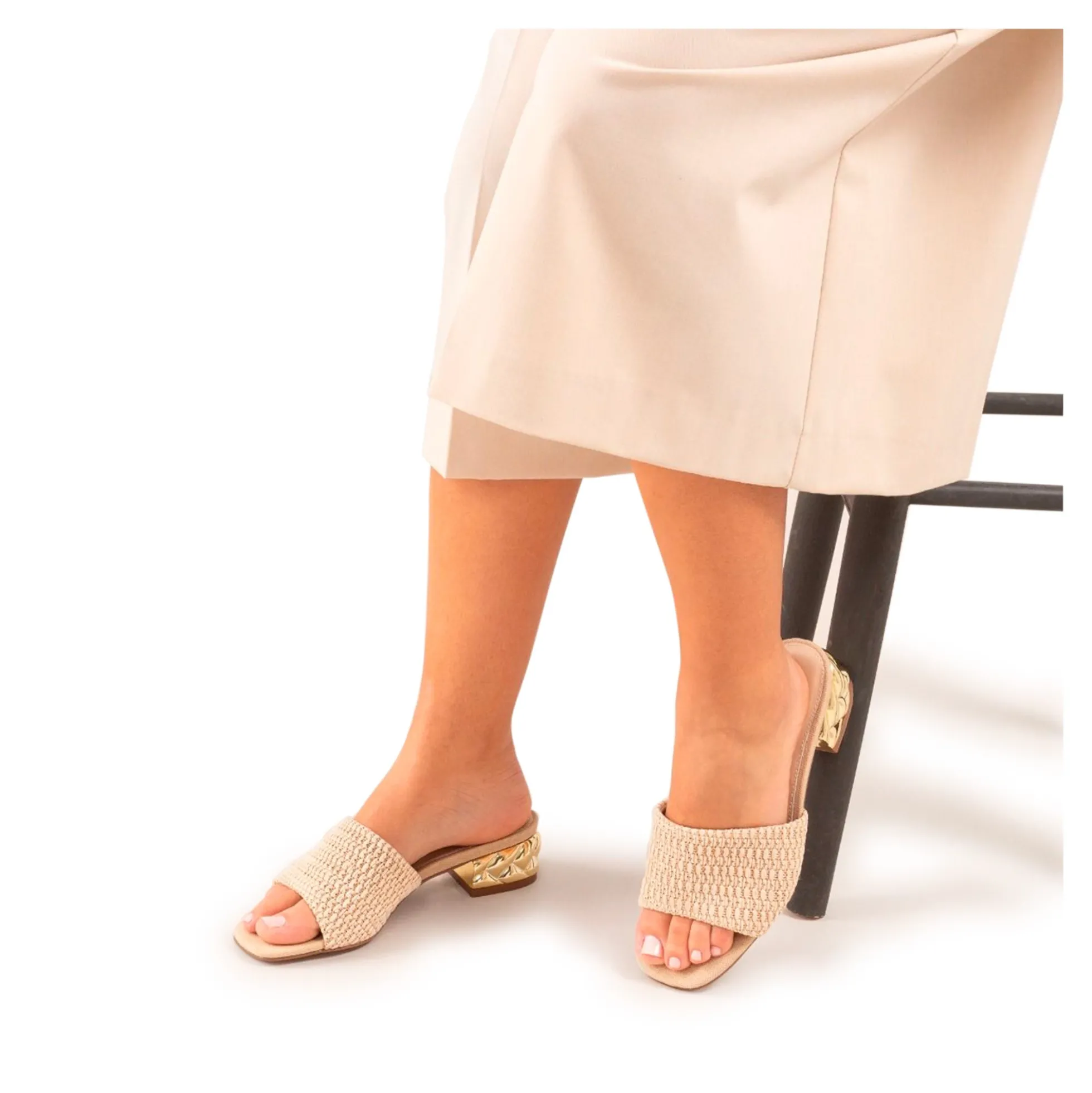 EXE Sandalias con tacón de Mujer KATY-400 BEIGE
