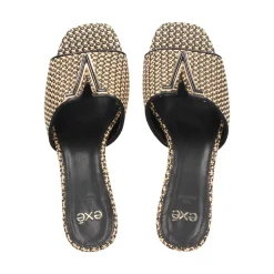 EXE Sandalias con tacón de Mujer SCARLET-601 BLACK BEIGE