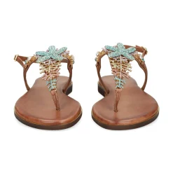 EXE Sandalias planas de Mujer 598 GOLDIE MARRON