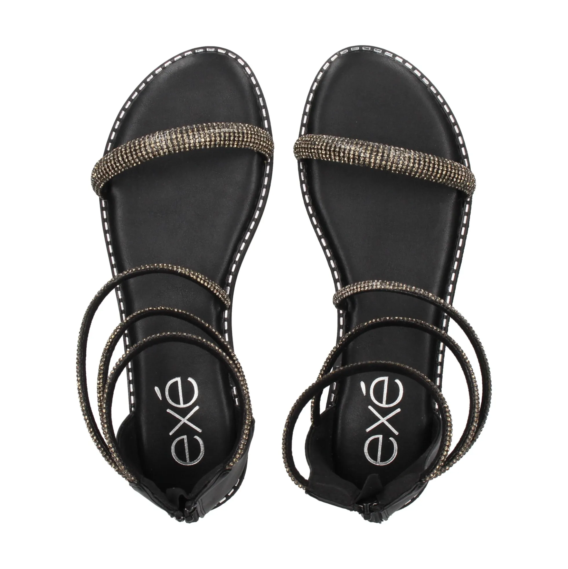EXE Sandalias planas de Mujer P3375-76 NEGRO