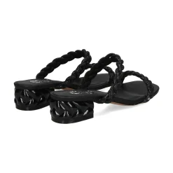 EXE Sandalias planas de Mujer KATY-411 NEGRO