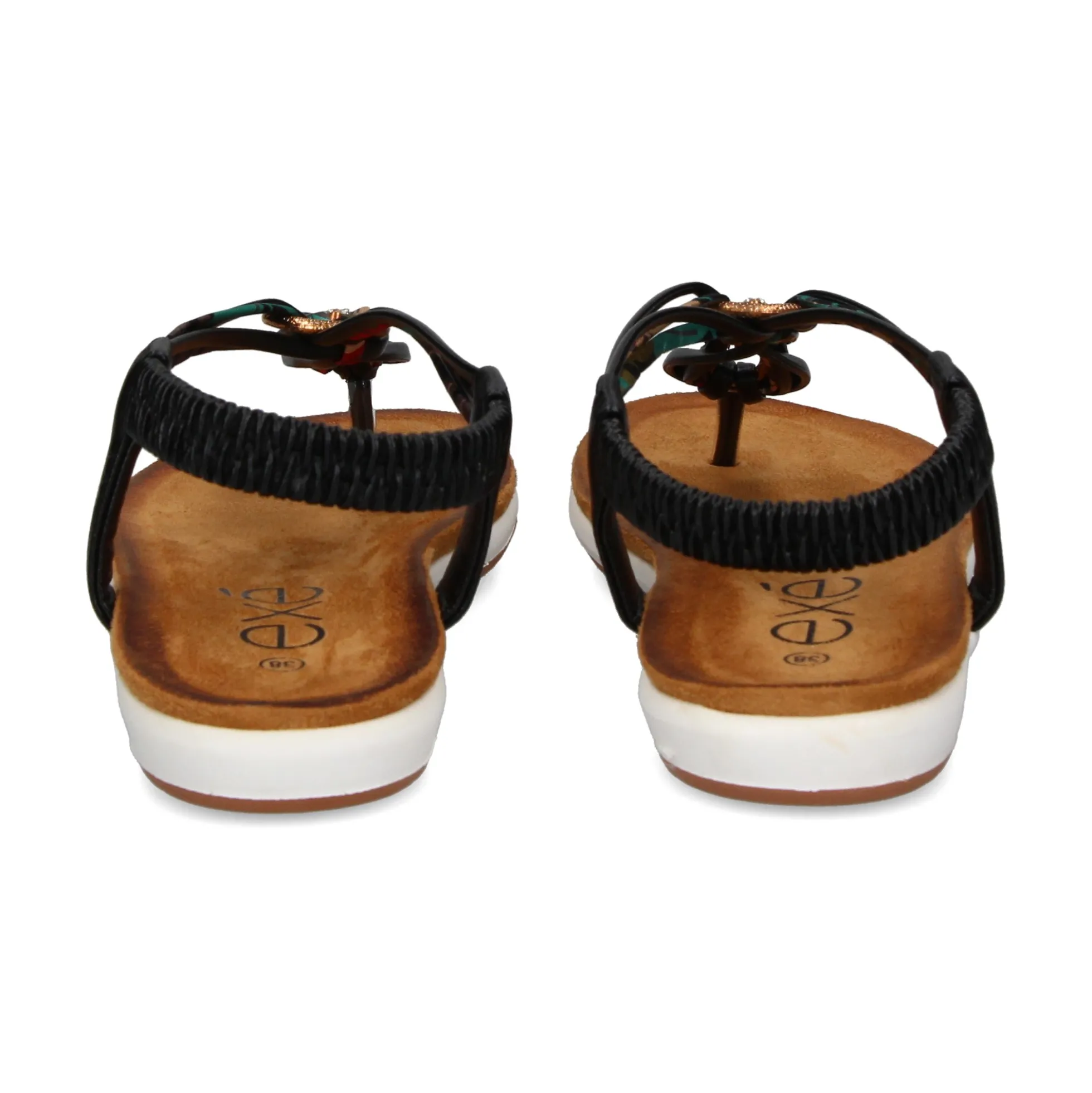 EXE Sandalias planas de Mujer F8043-EX4 NEGRO