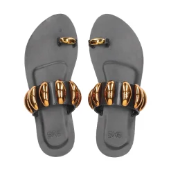 EXE Sandalias planas de Mujer NS-601 NEGRO