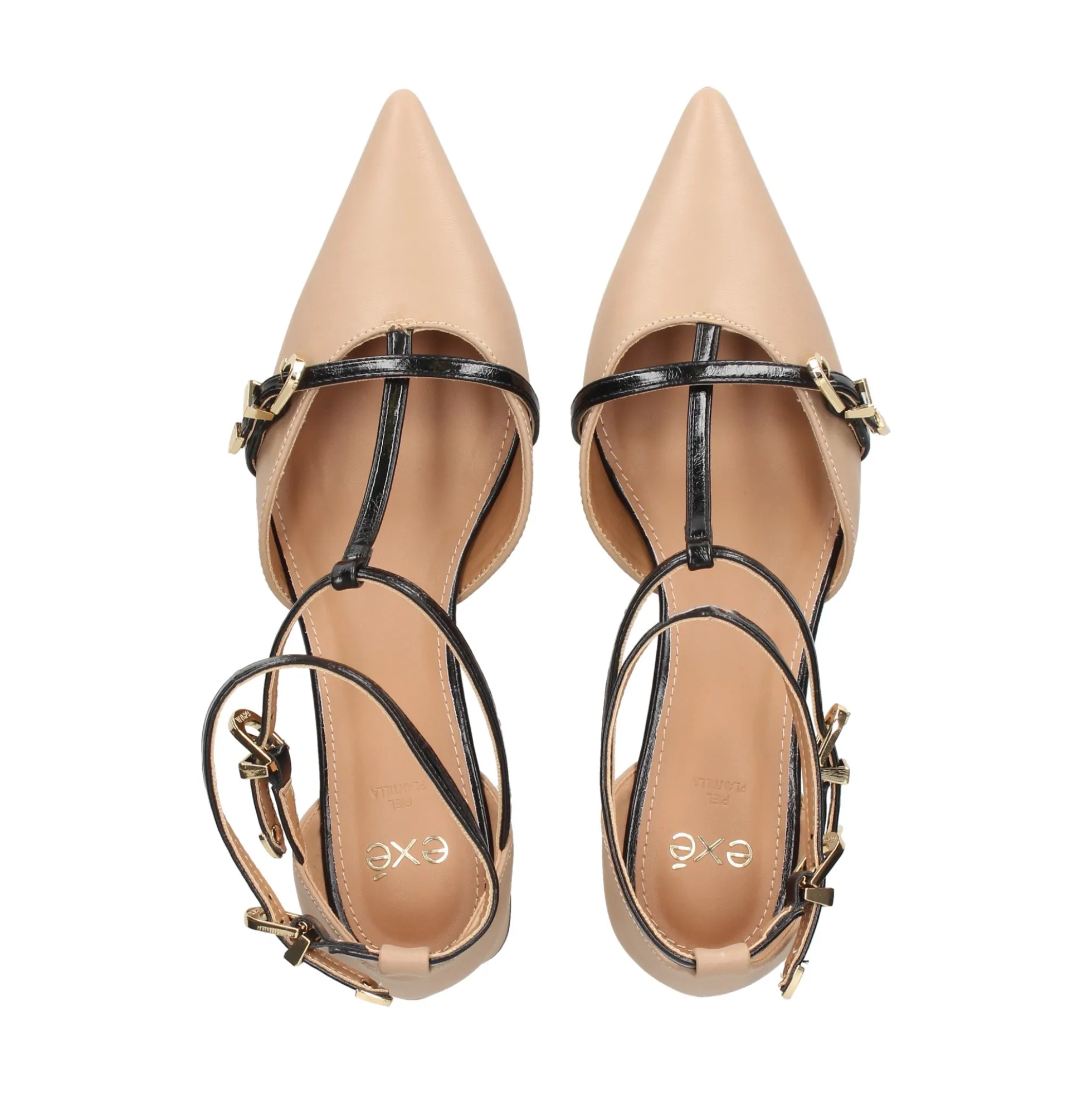 EXE Zapatos de tacón bajo GRACE-630 TAUPE BLACK