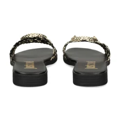 JUST CAVALLI Sandalias planas de Mujer 80RA3S83 PL9 BLACK/GOLD