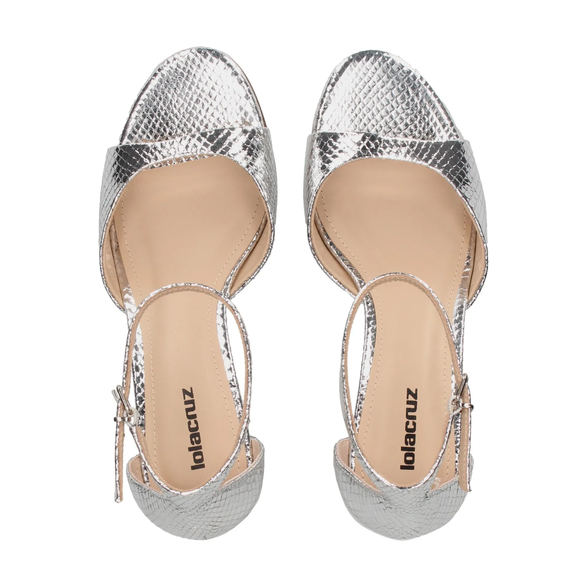LOLA CRUZ Sandalias con tacón de Mujer 229Z51BK PLATA