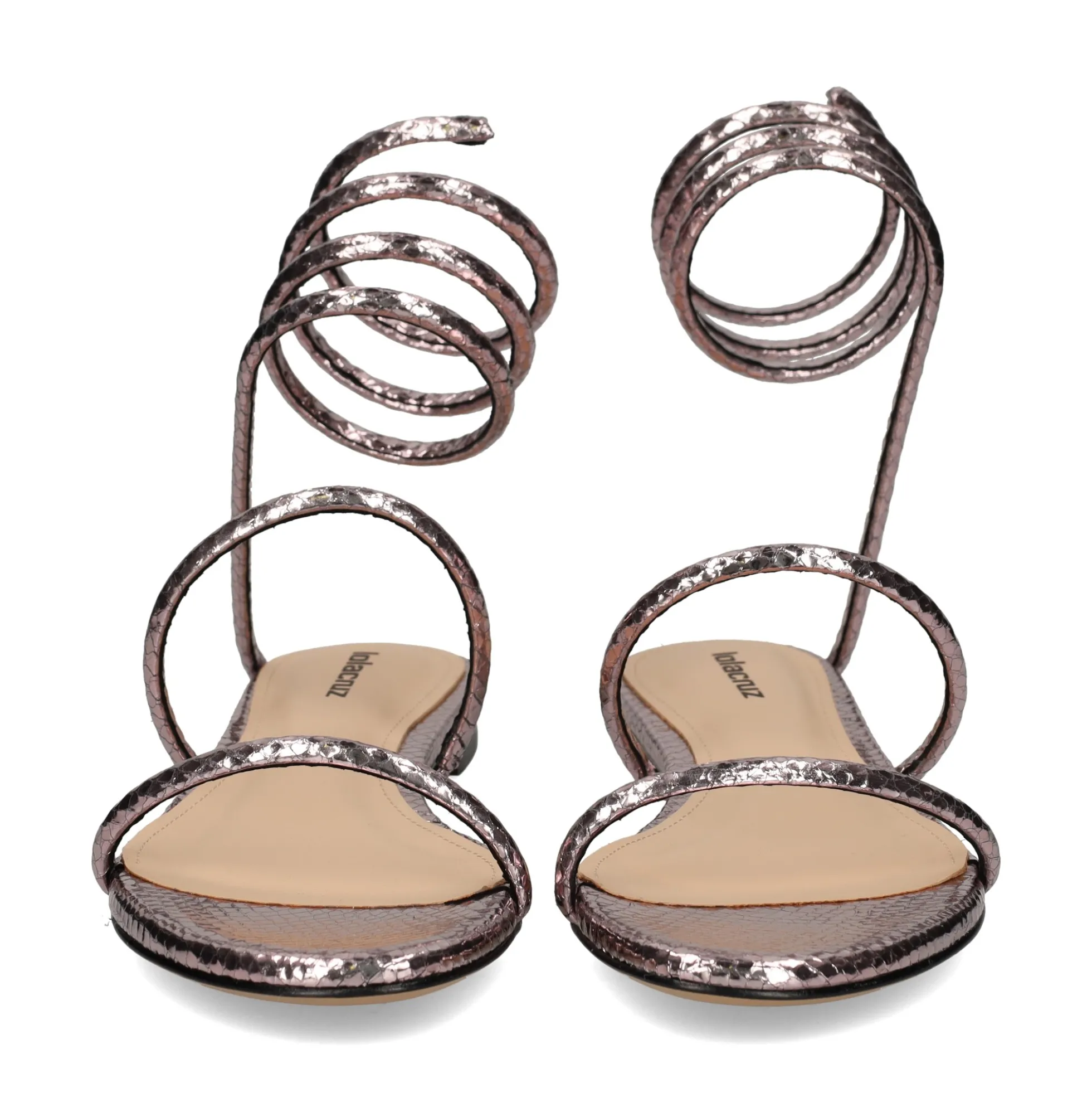 LOLA CRUZ Sandalias planas de Mujer 343Z51BK PLATINO