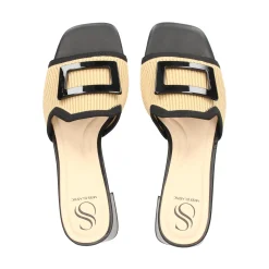 MISS ELASTIC Sandalias con tacón de Mujer 73032 72 CAMEL-NEGRO