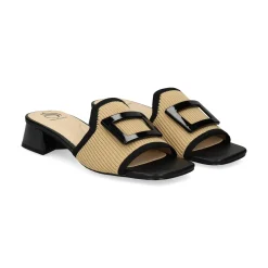 MISS ELASTIC Sandalias con tacón de Mujer 73024 72 CAMEL-NEGRO