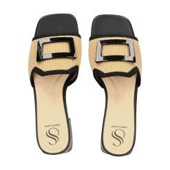 MISS ELASTIC Sandalias con tacón de Mujer 73024 72 CAMEL-NEGRO