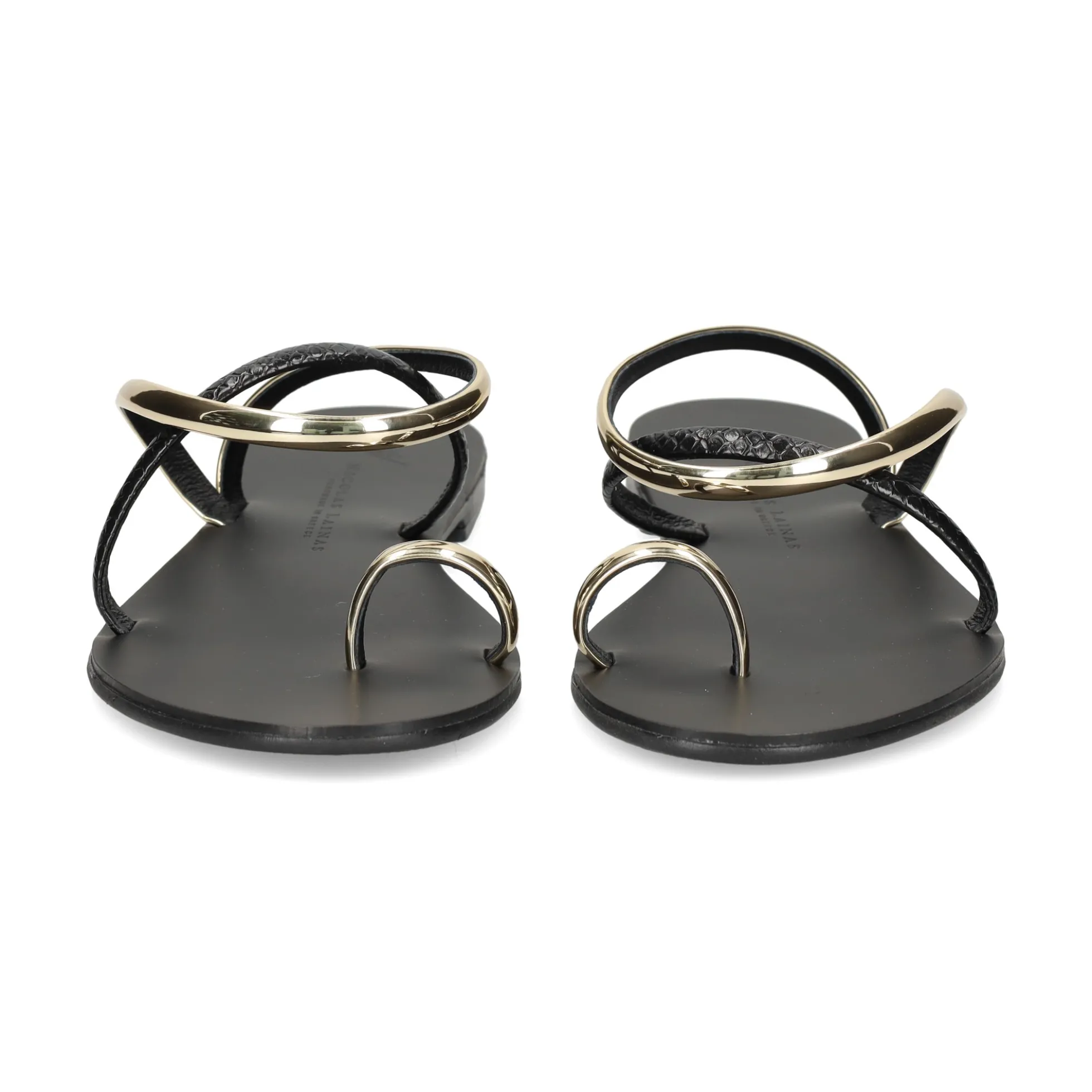 NICOLAS LAINAS Sandalias planas de Mujer 963-T GOLD BLACK