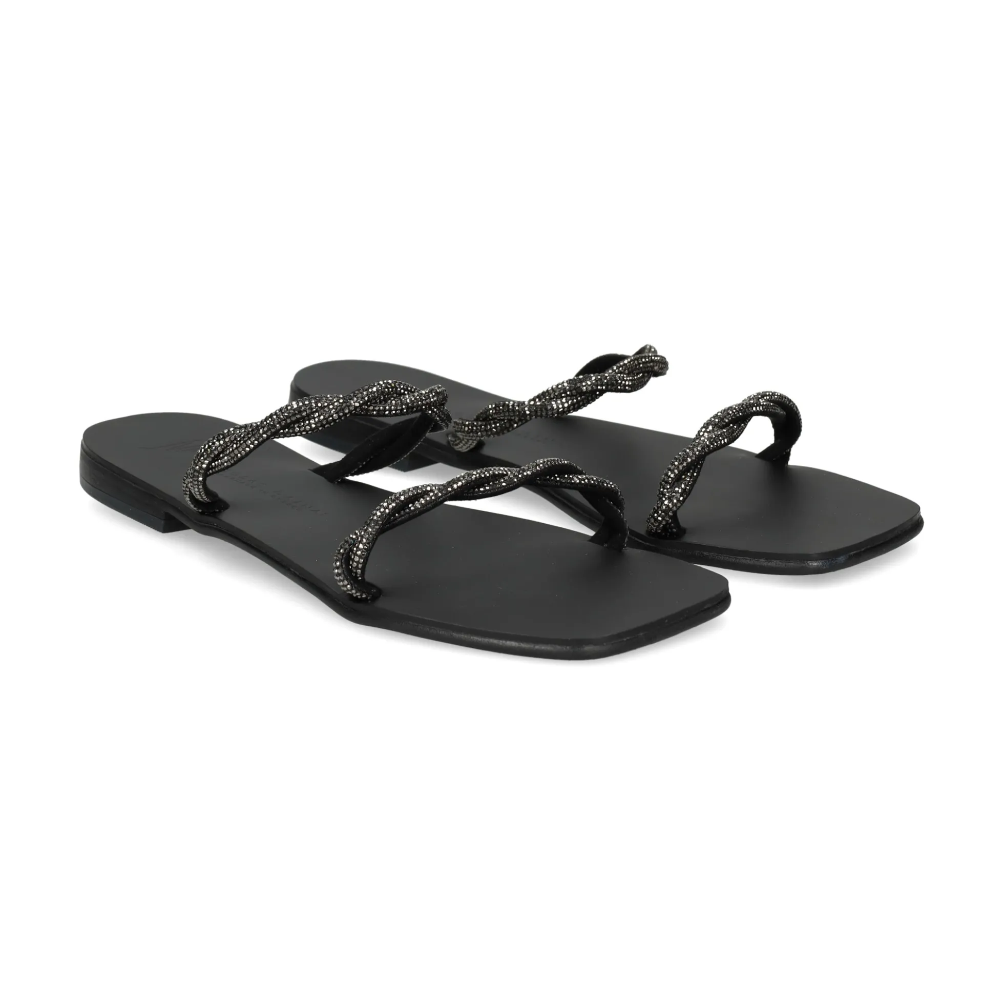 NICOLAS LAINAS Sandalias planas de Mujer Q43-TC NEGRO
